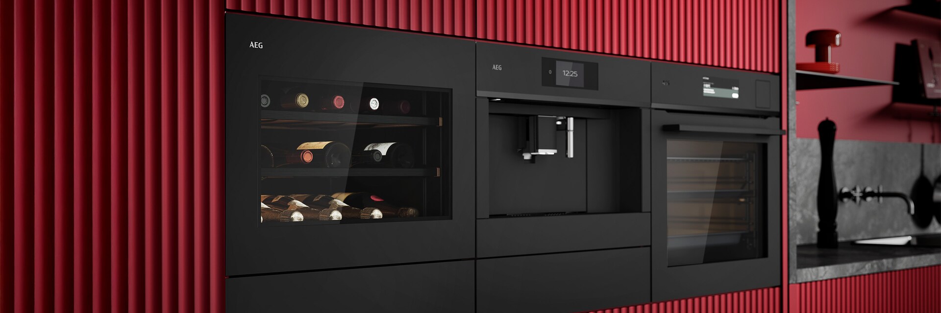 Vinkøleskab fyldt med vinflasker